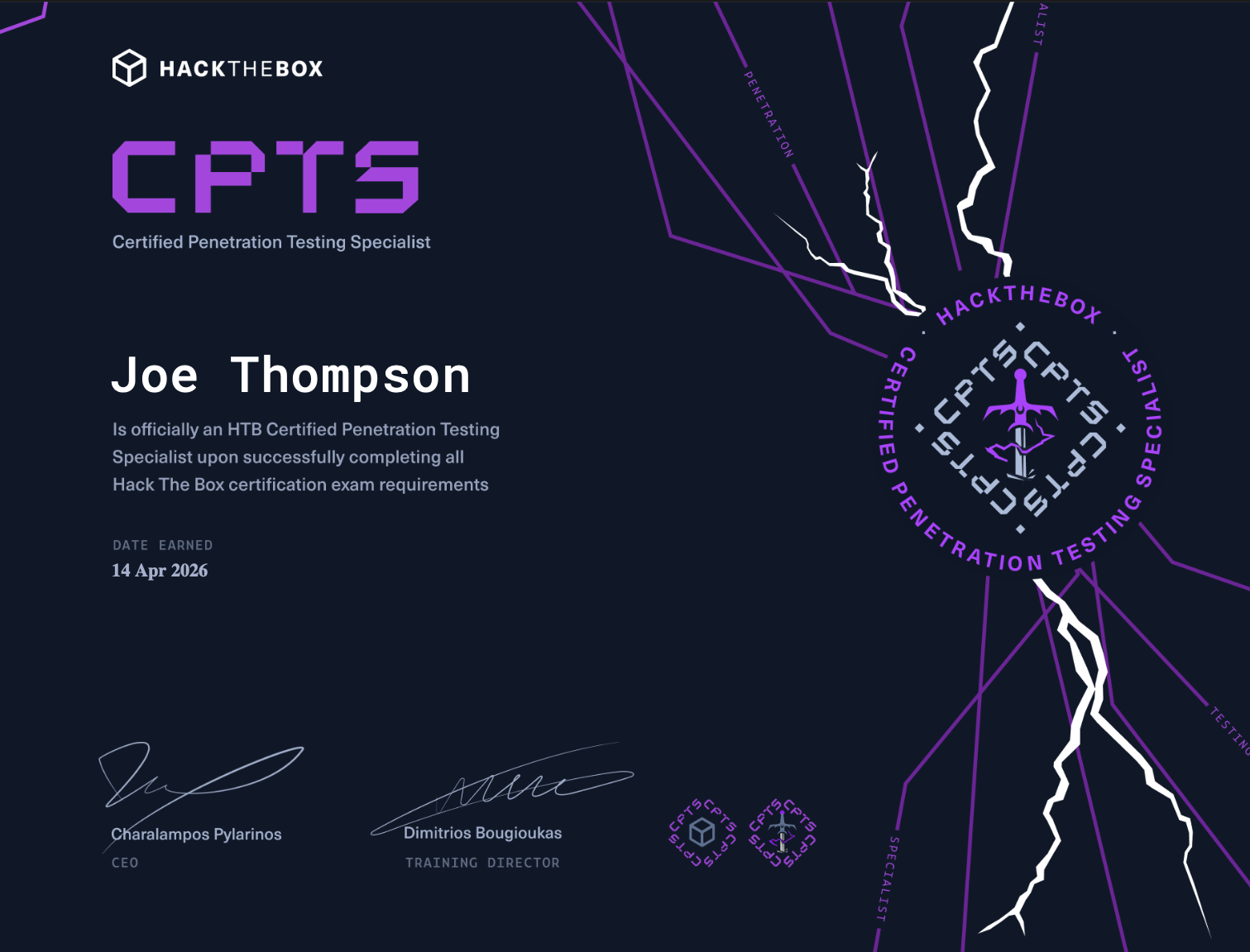 CPTS certificate