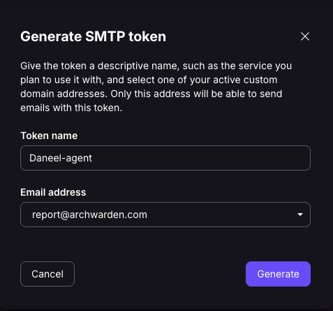 Generating the SMTP token in Proton