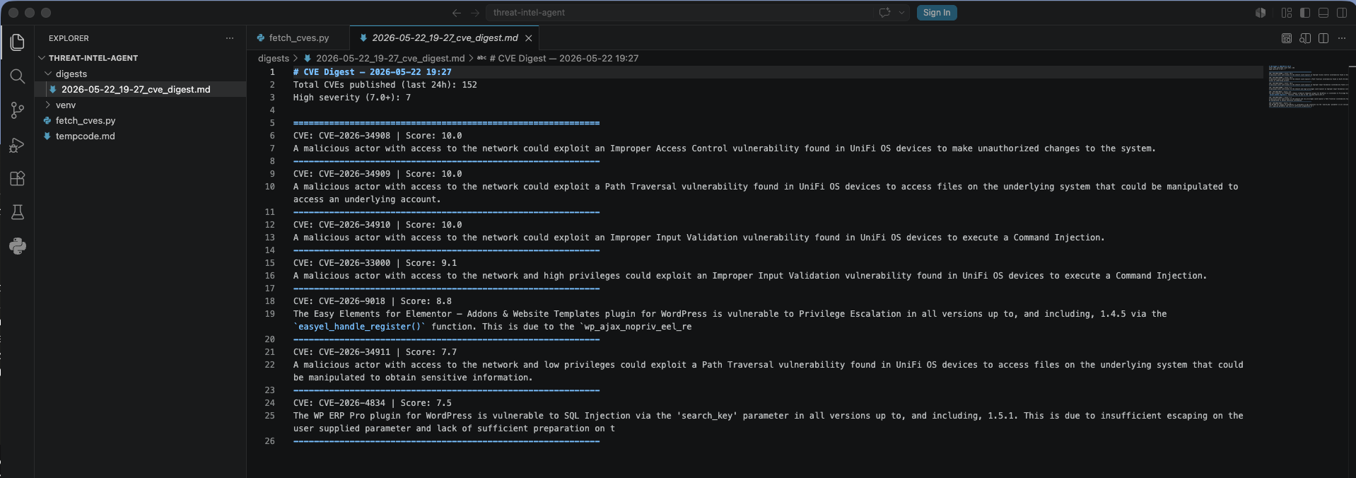 digests folder in VS Code