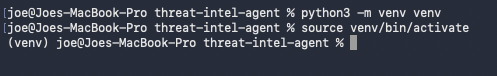 venv activated in terminal