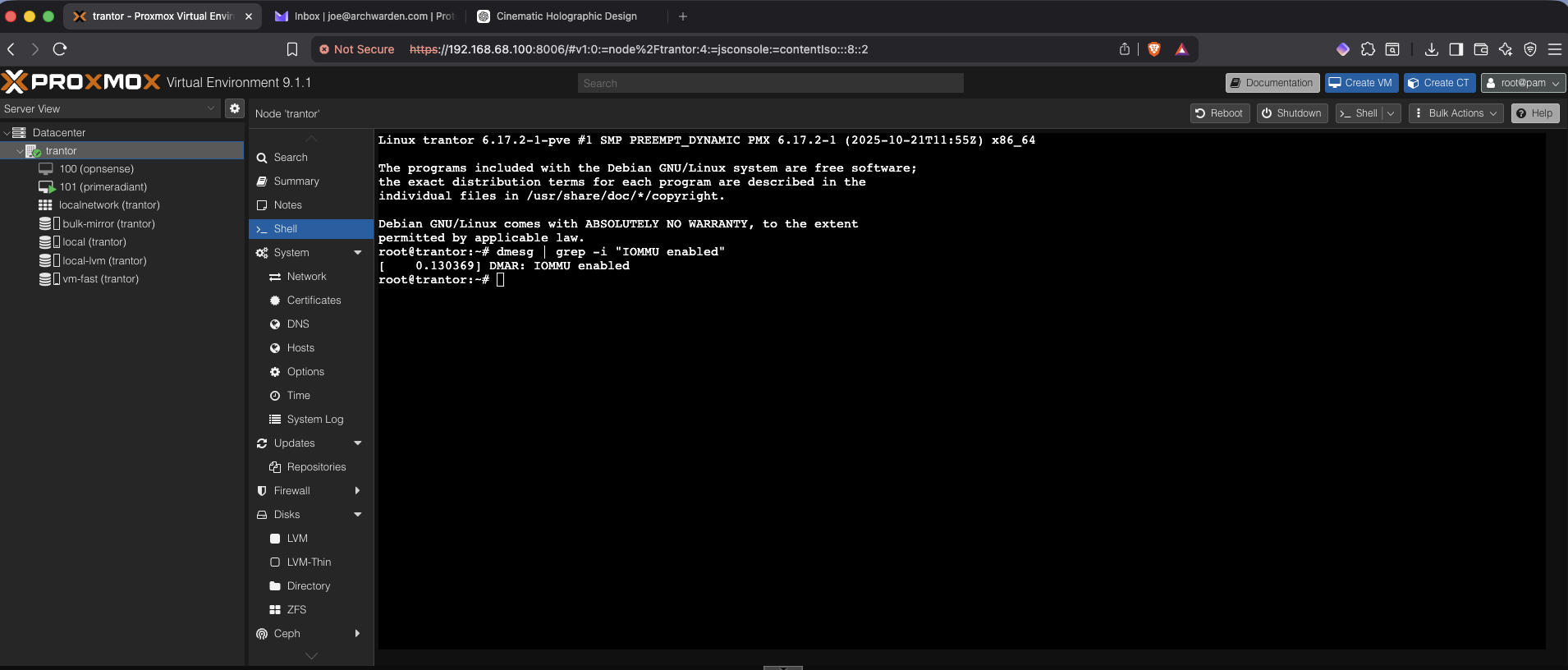 dmesg confirming IOMMU enabled