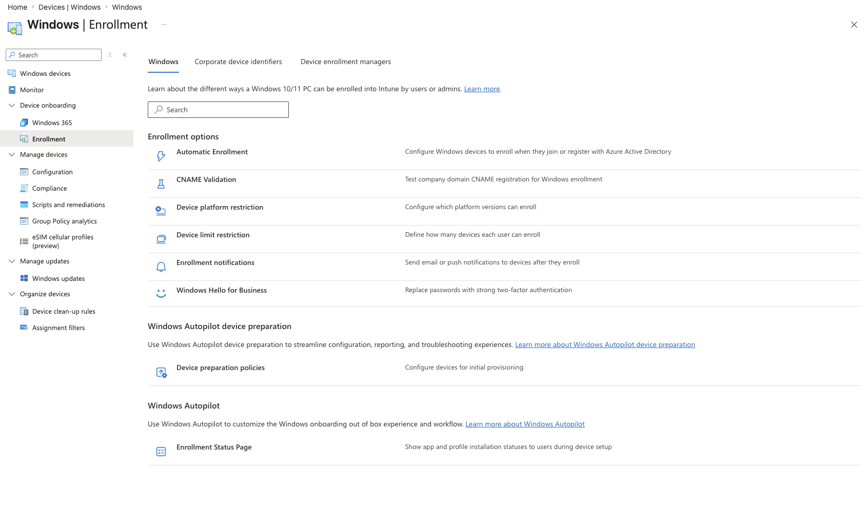 Windows 11 VM enrolled and visible in Intune