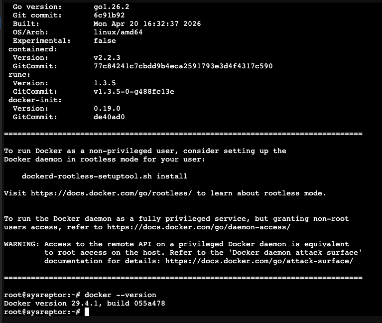 Docker version confirmed