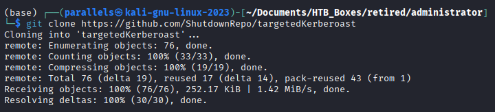 Cloning the targetedKerberoast repository