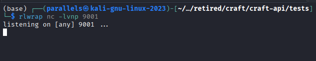 Netcat listener started on port 9001