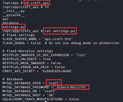 settings.py containing MySQL credentials