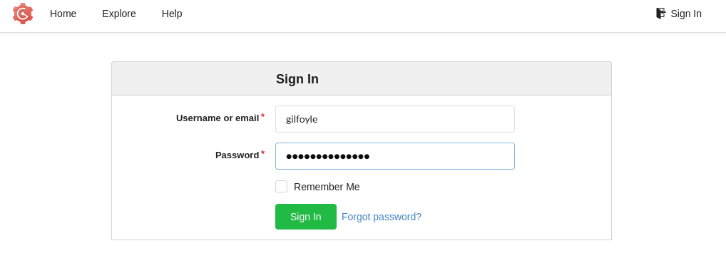Logging into Gogs as Gilfoyle
