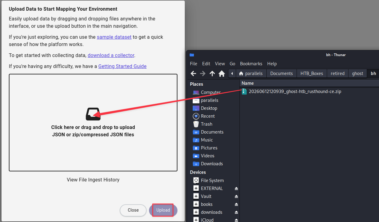 Importing RustHound data into BloodHound