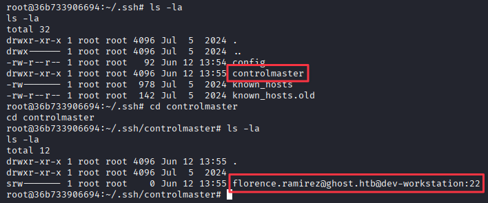 ControlMaster socket for florence.ramirez visible in .ssh