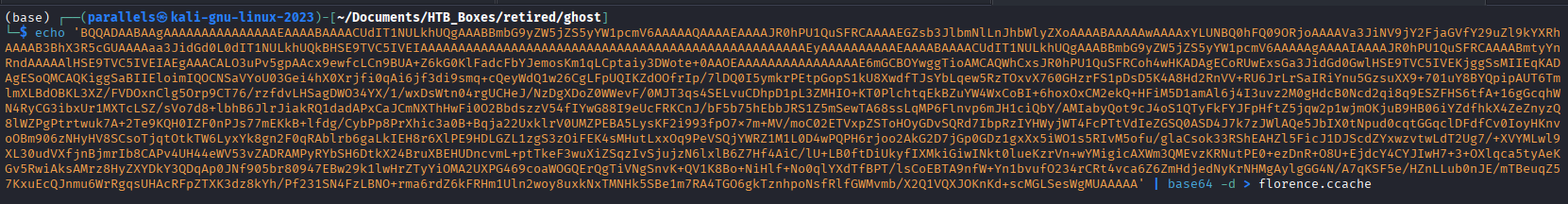 Decoding the base64 ticket cache to a local .ccache file