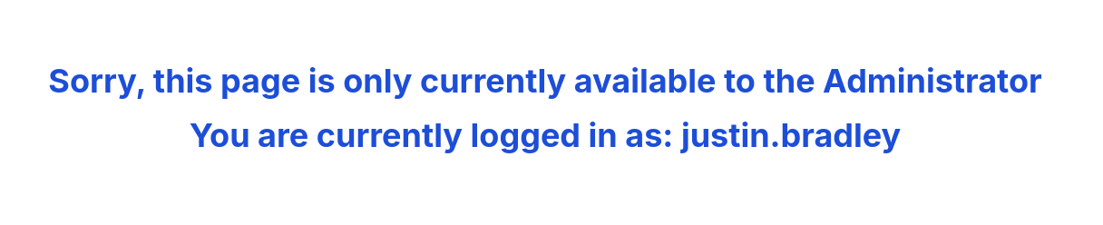 Ghost Core panel showing restricted access after justin.bradley login