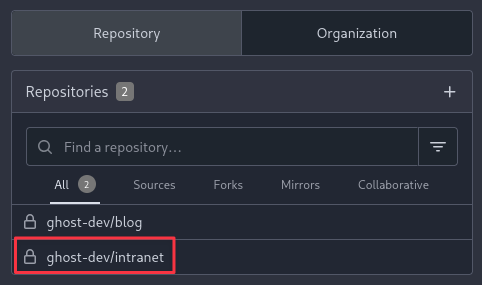 Gitea intranet repository