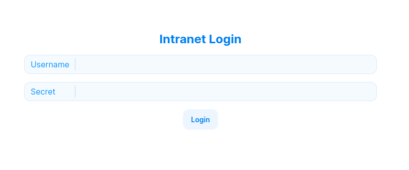 Intranet login page