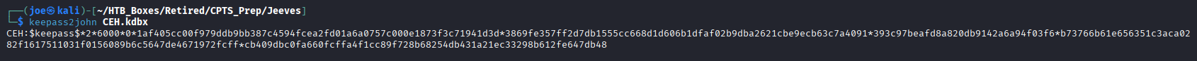keepass2john extracting hash from CEH.kdbx