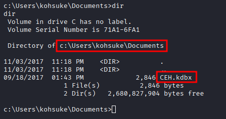CEH.kdbx KeePass database found in Documents