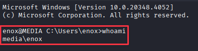 SSH session established as enox