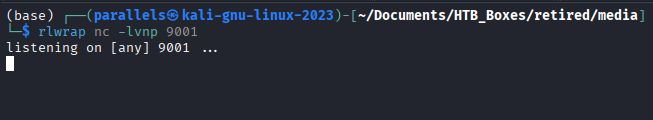Netcat listener started on port 9001