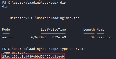 User flag on alaading Desktop