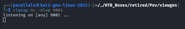 Netcat listener started on port 9001