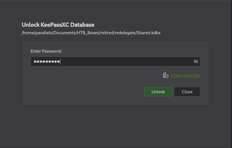 KeePass database opened