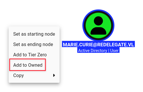 Marking Marie.Curie as owned in BloodHound