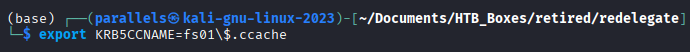 Exporting KRB5CCNAME for FS01$
