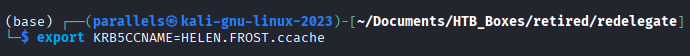 Exporting KRB5CCNAME for Helen.Frost