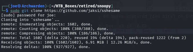 Cloning and building sshesame on the attacker machine