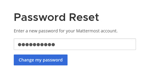 Mattermost password reset page