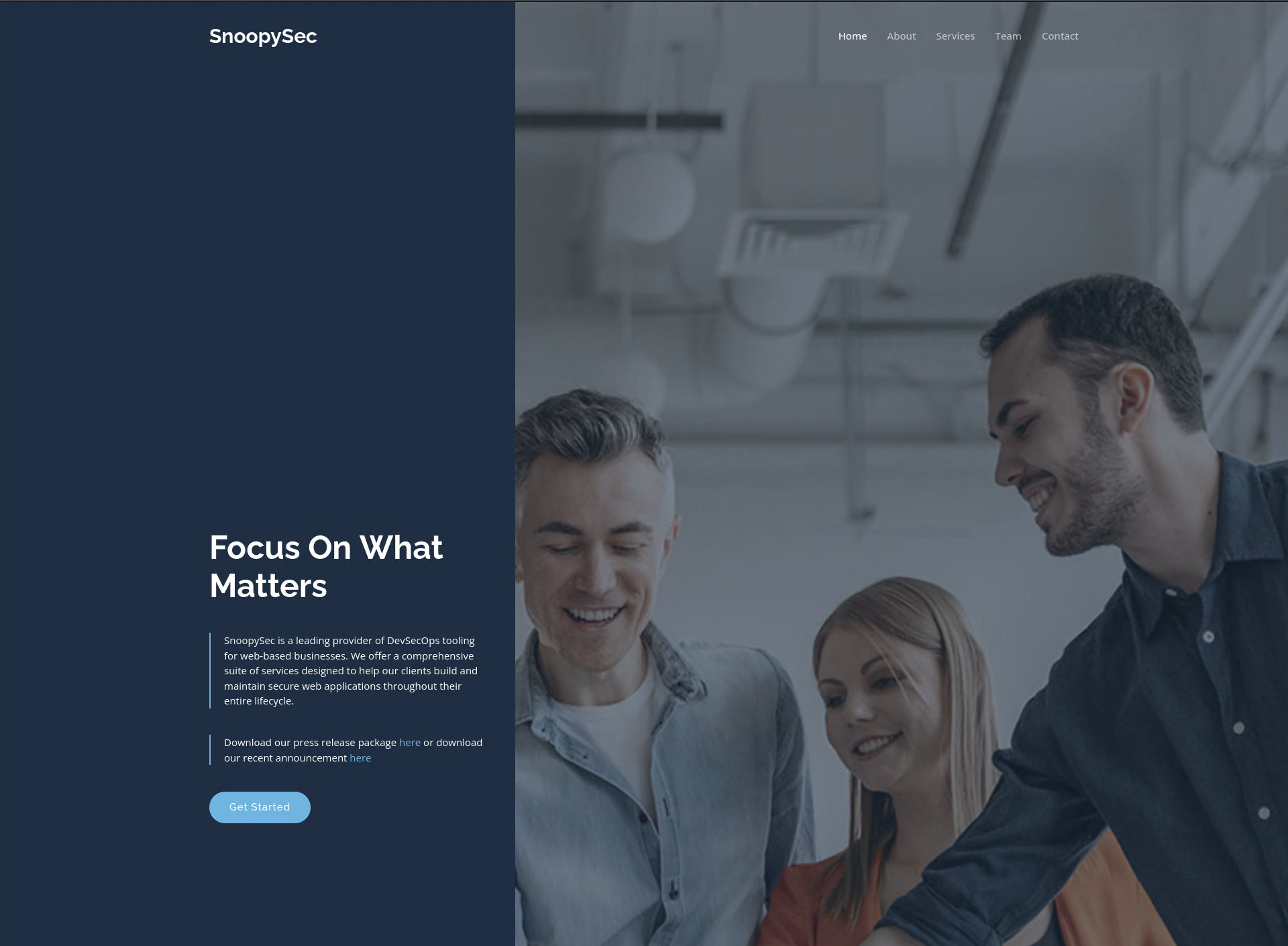 SnoopySec landing page