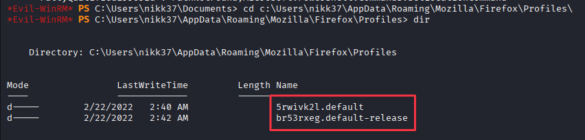 Firefox Profiles directory contents