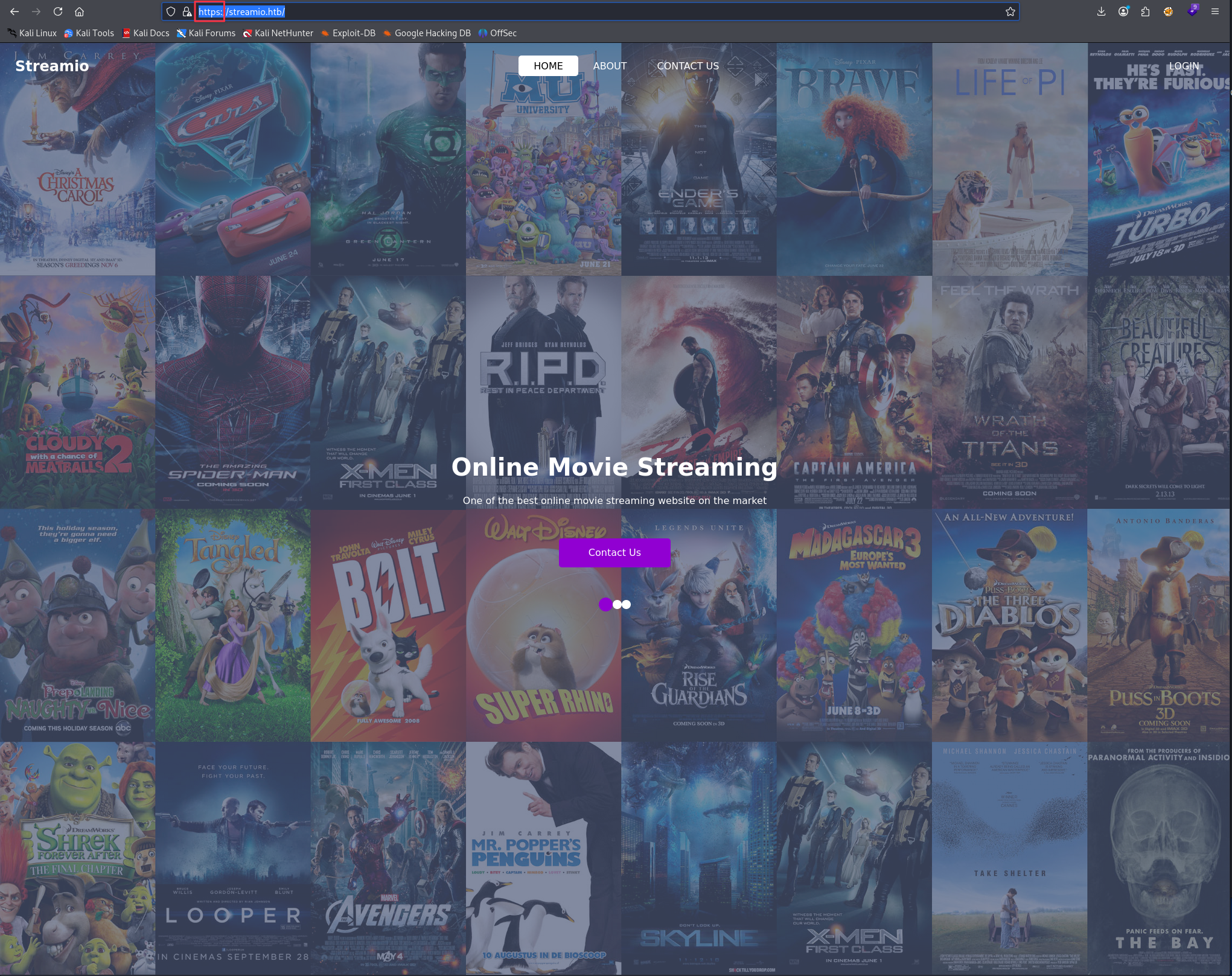 streamio.htb HTTPS site homepage