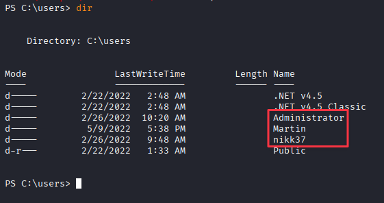 yoshihide has no home directory, other users visible