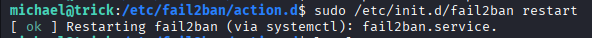 fail2ban restarted via sudo