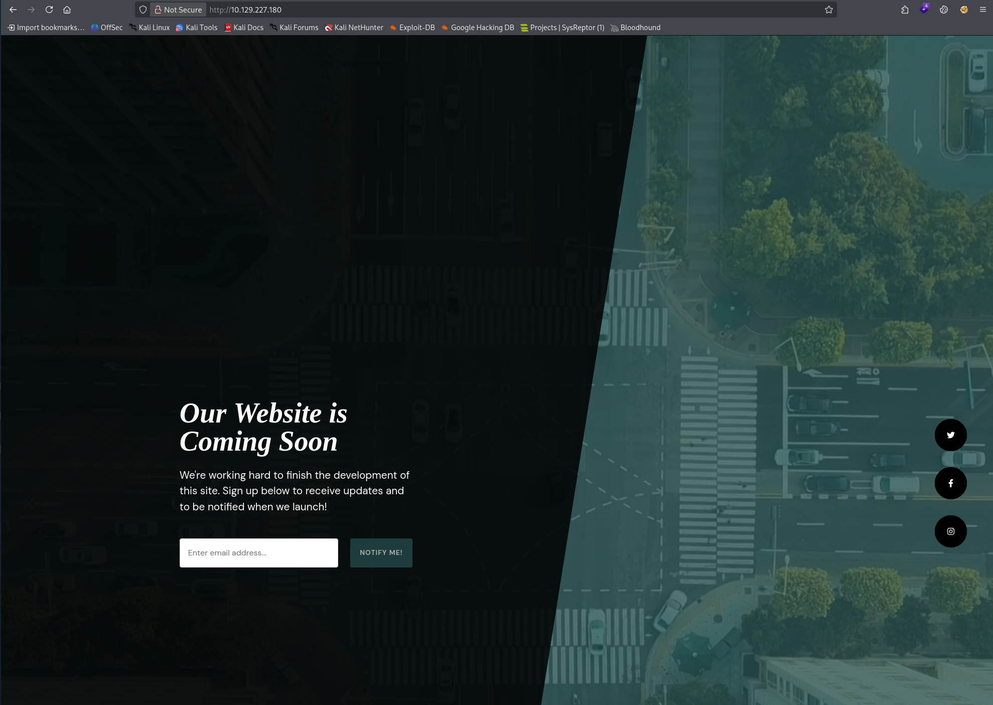 trick.htb static placeholder page