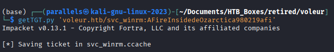 getTGT.py generating a Kerberos ticket for svc_winrm
