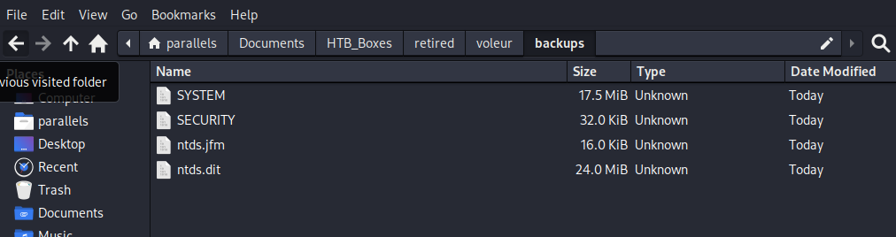 SCP transfer complete, all four files on the attack box