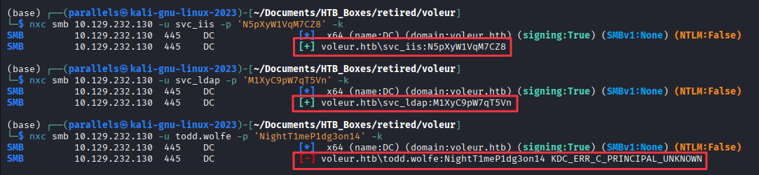 Credentials confirmed valid via NXC for svc_ldap and svc_iis