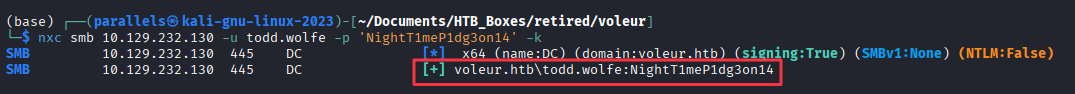 NXC confirming todd.wolfe credentials valid after restore